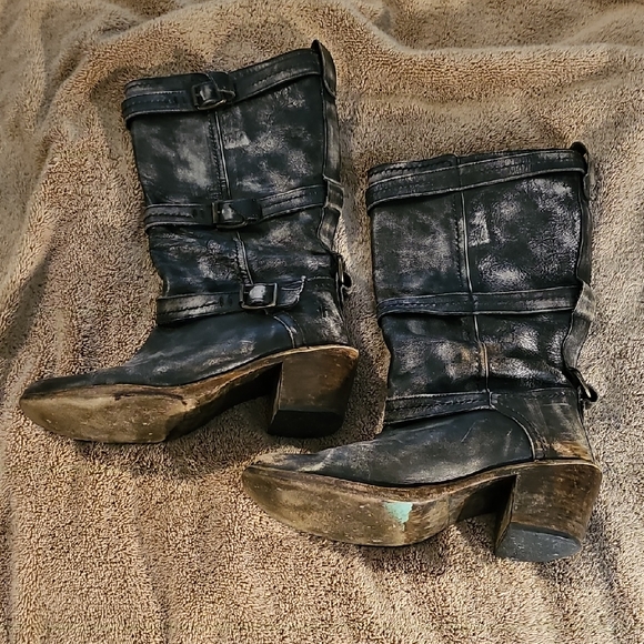Frye Shoes - FRYE Black Distressed Leather Women's Boots